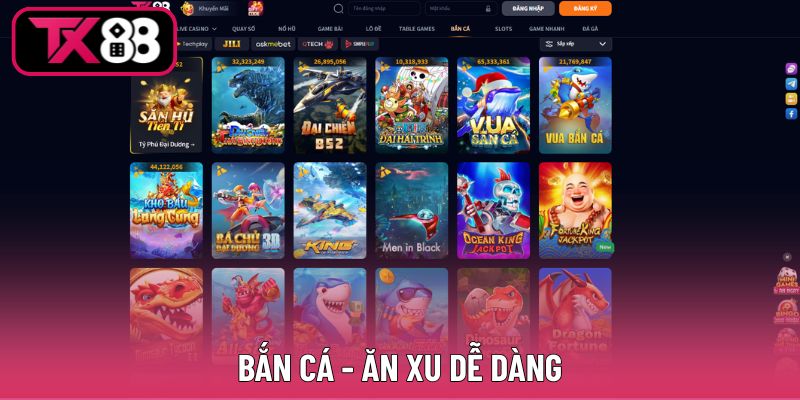 Kho game bắn cá hấp dẫn có ở TX88